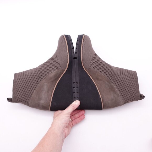 Eileen Fisher Quill Ankle Bootie Wedge Platform Rye Brown Knit Size 10 - Picture 4 of 8